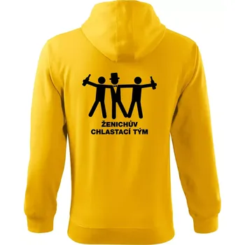 Pánská mikina Ženichův chlastací tým - Mikina s kapucí na zip trendy zipper - 3XL ( Žlutá )