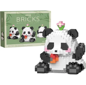ostatní stavebnice Dětská roztomilá stavebnice ve tvaru pandy, která sedí a jí mrkvičku, 469 dílků skládačky, dekorace i zábava pro malé stavitele