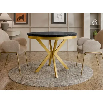 Nábytek Rozkladací stůl Azglo Gold 120, Barva: zlatá / černá pietra grigia MIRJAN 5903211458880