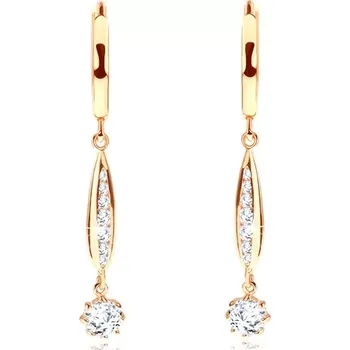 Náušnice Náušnice ze žlutého 14K zlata - hladký kruh, úzká kapka, čiré zirkony