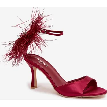 Dámské sandále Boto Sandály na jehlovém podpatku s peřím Caelina Barva: Červená, Velikost: 41
