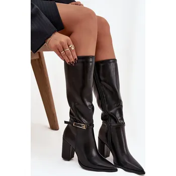 Dámské kozačky Boto Dámské kozačky na podpatku s přezkou vyhřívané Cirella Barva: Černá, Velikost: 38