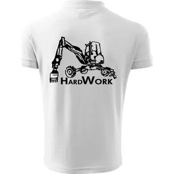 Pánská košile Hard Work kráčivý bagr - Polokošile pánská Pique Polo 203 - 5XL ( Bílá )