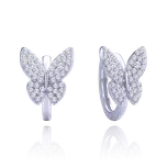 MINET Stříbrné náušnice motýlci s bílými zirkony JMAS0273SE00