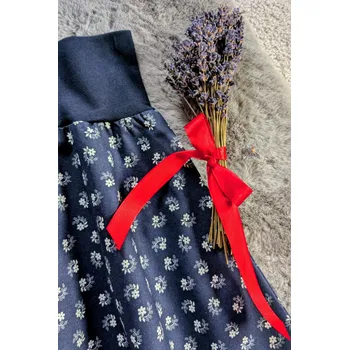 Dámská sukně Sukénka půlkolová Lísteček - tmavě modrá Velikost: XS, Barva lemu: Tmavě modrá