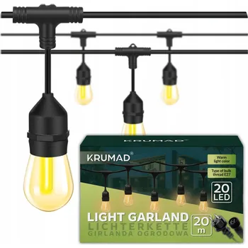 Světelný řetěz KRUMAD 2000 cm do sítě, černý