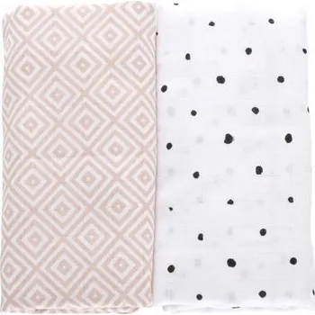 přikrývka MOTHERHOOD Přikrývka mušelínová 2ks Pink Squares 100x120 cm