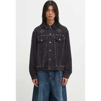 Manšestrová bunda Needles fialová barva, přechodná, oversize, RW167, L, 49X