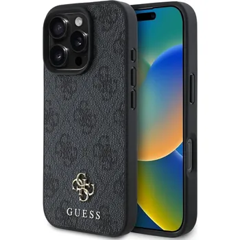 Pouzdro na mobilní telefon Guess PU 4G Small Metal Logo MagSafe Zadní Kryt pro iPhone 16 Pro Grey