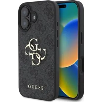 Pouzdro na mobilní telefon Guess PU 4G Metal Logo Zadní Kryt pro iPhone 16 Plus Grey