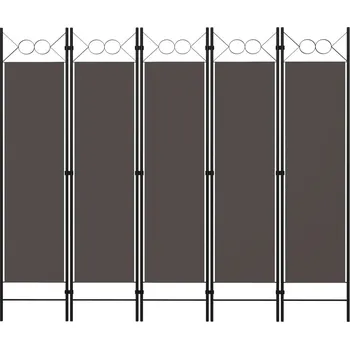 Paraván Paraván 5dílný s kolečky, antracitový, 200x180 cm