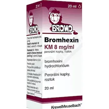 Lék na kašel, rýmu a nachlazení Bromhexin KM 8mg/ml por.gtt.sol.1x20ml