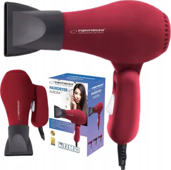 Fén ČERVENÝ FÉN NA VLASY cestovní MALÝ SILNÝ SKLÁDACÍ + KONCENTRÁTOR