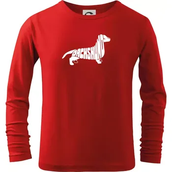 Chlapecké tričko Jezevčík - Dachshund - Triko dětské Long Sleeve - 158 cm/12 let ( Červená )