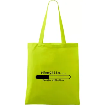 Přemýšlím - Taška bavlněná - 42 x 38 cm ( Limetková )