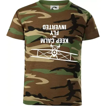 Keep Calm and Fly Inverted - Dětské maskáčové triko - 146 cm/10 let ( Hnědý maskáč )