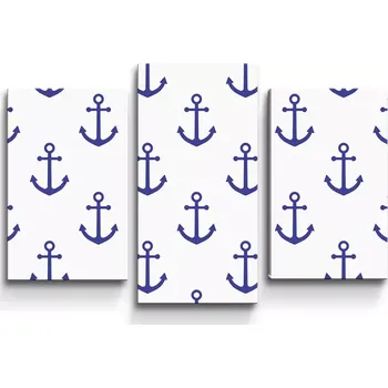 Obraz Sablio Obraz - 3-dílný Modré kotvy - 75x50 cm