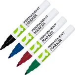 Permanentní popisovač s kovovým tělem Q-Connect - kulatý hrot, sada 4 barev