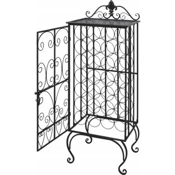 Stojan na víno Klasický Stojan na Víno z Kovaného Železa, 47x35x111 cm, Černý, pro 28 Lahví