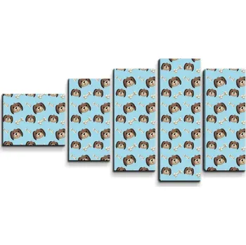 Obraz Sablio Obraz - 5-dílný Pejsek s kostí - 100x60 cm