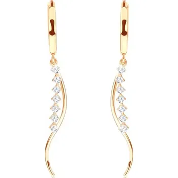 Náušnice Náušnice v 14K zlatě - lesklý kroužek, hladká vlnka a pásek z čirých zirkonů