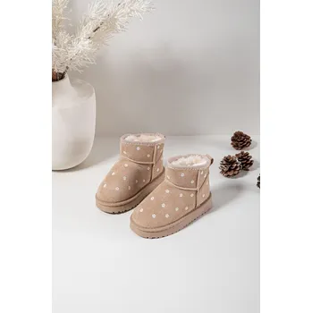 Dětská běžecká obuv Boto Dětské sněhule ozdobené květinkami Gracina Barva: Béžová, Velikost: 23