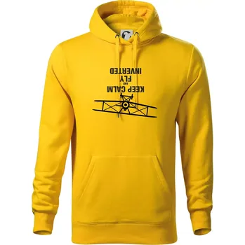 Pánská mikina Keep Calm and Fly Inverted - Mikina pánská Cape s kapucí - 2XL ( Žlutá )