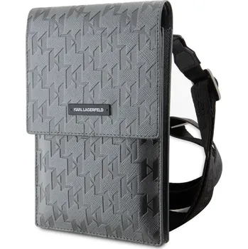Pouzdro na mobilní telefon Karl Lagerfeld Saffiano Monogram Wallet Phone Bag stříbrný