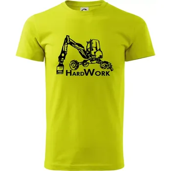 Hard Work kráčivý bagr - Klasické pánské triko vyšší gramáže - M ( Limetková )