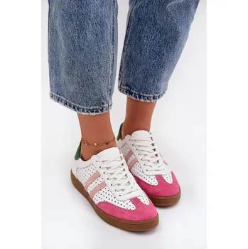 Dámské tenisky Kožené perforované dámské tenisky Zazoo N1318 Bílo Barva: Bílá, Velikost: 38