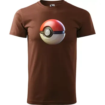 Pánské tričko Sablio Tričko s potiskem Poke Ball - hnědé S