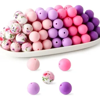 Sada silikonových korálků 15 x 15 mm Kulaté dekorativní korálky 20 ks v 5 barvách Kreativní materiál na výrobu šperků a doplňků