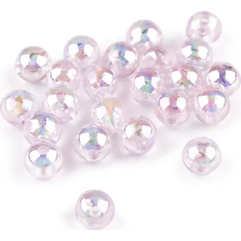 Korálek Plastové korálky s AB efektem Ø10 mm, malé, 2 růžová nejsv.