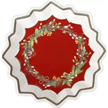 Tác na cukroví hvězda 24cm Carol BRANDANI (barva - bílá/červená)