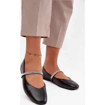 Dámské lodičky Boto Dámské baleríny s lesklými pásky Ilirene Barva: Černá, Velikost: 36