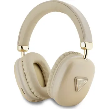 Sluchátka Guess Saffiano PU Leather Triangle Logo Bezdrátová Sluchátka Gold