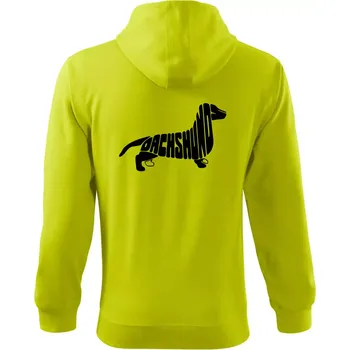 Pánská mikina Jezevčík - Dachshund - Mikina s kapucí na zip trendy zipper - 3XL ( Limetková )