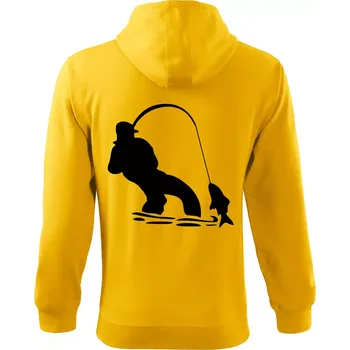 Pánská mikina Rybář tahající rybu - Mikina s kapucí na zip trendy zipper - L ( Žlutá )