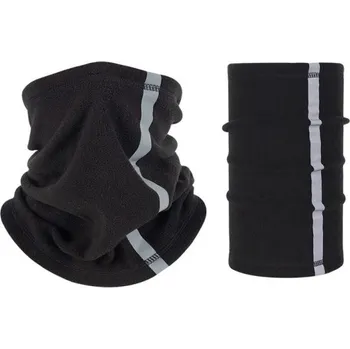 Šála Pánská sportovní šála do 60 cm Jednobarevná polyesterová s bočním proužkem Lehký teplý doplněk pro venkovní aktivity Pohodlná krátká šála pro každodenní nošení černá