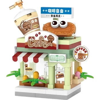 ostatní stavebnice Stavebnice Mini kavárna 6 x 3,2 x 5,9 cm Malý dekorativní model s kávovými detaily a roztomilou střechou Kreativní stavební set s 120 dílky