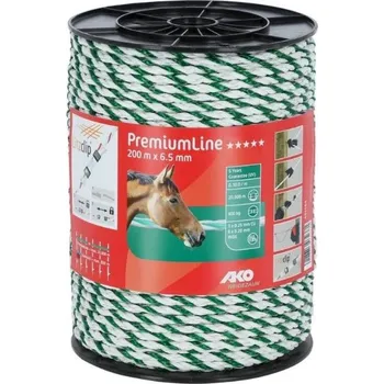Ohradník Ohradníkové lanko AKO PremiumLine bílé/zelené 6,5mm/200m