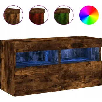Televizní stolek Závěsná skříňka pod TV s LED RGB osvětlením, kouřový dub, 80x30x40 cm