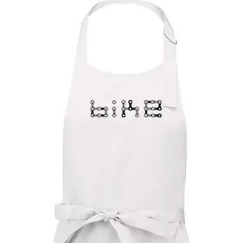 Kuchyňská zástěra Bike nápis řetěz - Pánská zástěra na vaření - Univerzální velikost ( Bílá )