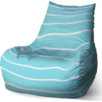 Sedací pytel Sablio Sedací vak Bean Bílé pruhy na modré - 60 x 70 x 70 cm
