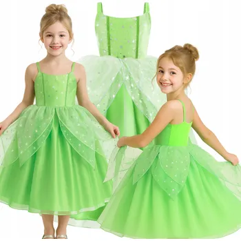 Karnevalový kostým zelená KOSTÝM ŠATY ZVONILKA LESNÍ VÍLA ELF KOSTÝM PŘEVLEK MOTÝL 116 122