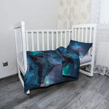 Povlečení Sablio Mikroplyšové dětské povlečení do postýlky Vrak lodi při polární záři - 120x90 / 40x60