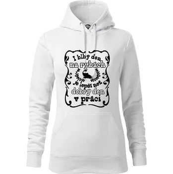 Dámská mikina I blbý den na rybách - Mikina dámská Cape s kapucí - XL ( Bílá )