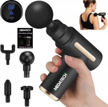 Masážní přístroj MASÁŽNÍ PISTOLE MASÁŽNÍ PŘÍSTROJ NA TĚLO GUN MASSAGE ZAD M720 SADA 4 NÁSTAVCŮ