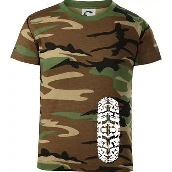 Chlapecké tričko Enduro / cross pneumatika - Dětské maskáčové triko - 104-110cm / 3-4 roky ( Hnědý maskáč )