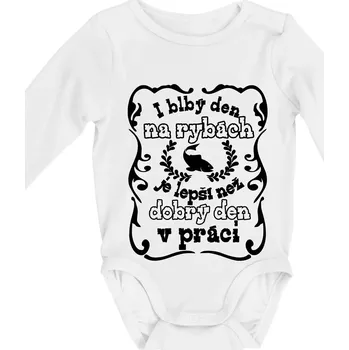 Kojenecký body I blbý den na rybách - Body kojenecké s dlouhým rukávem - Dlouhý r. do 3 měs ( Bílá )